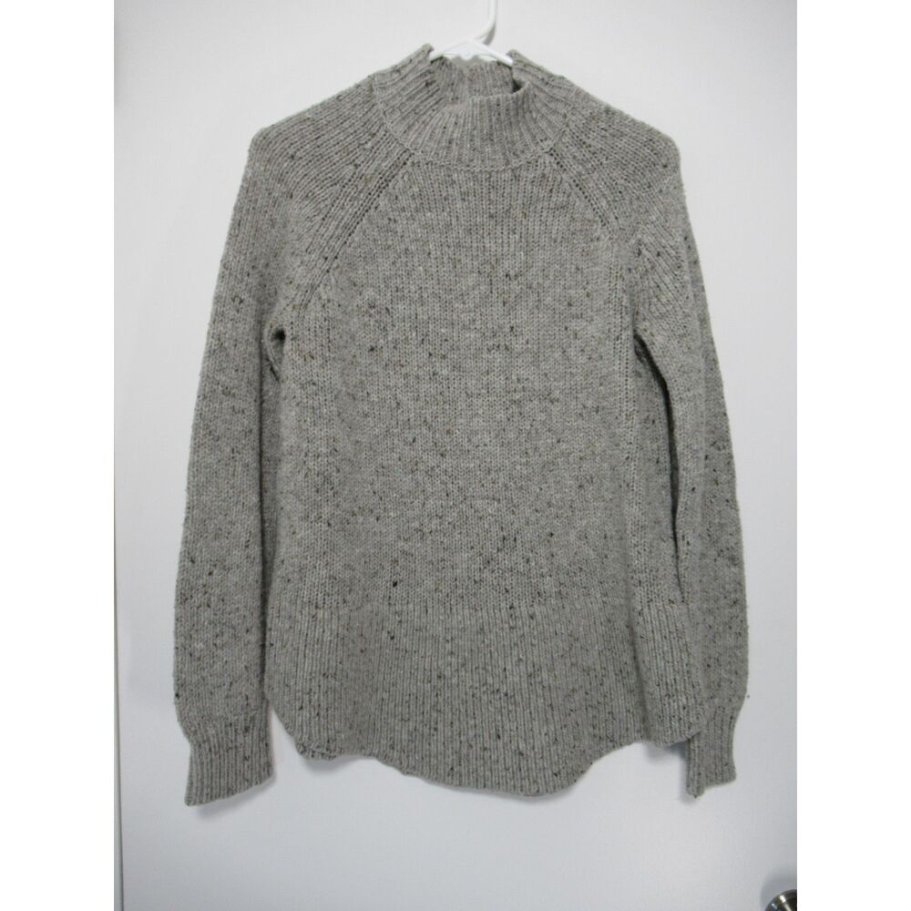Cynthia Rowley Gray Speckled Wool Blend Mock Neck Sweater Size S